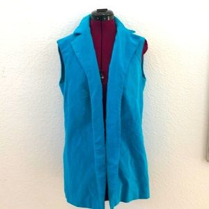 Electric blue Long Velvet Vest